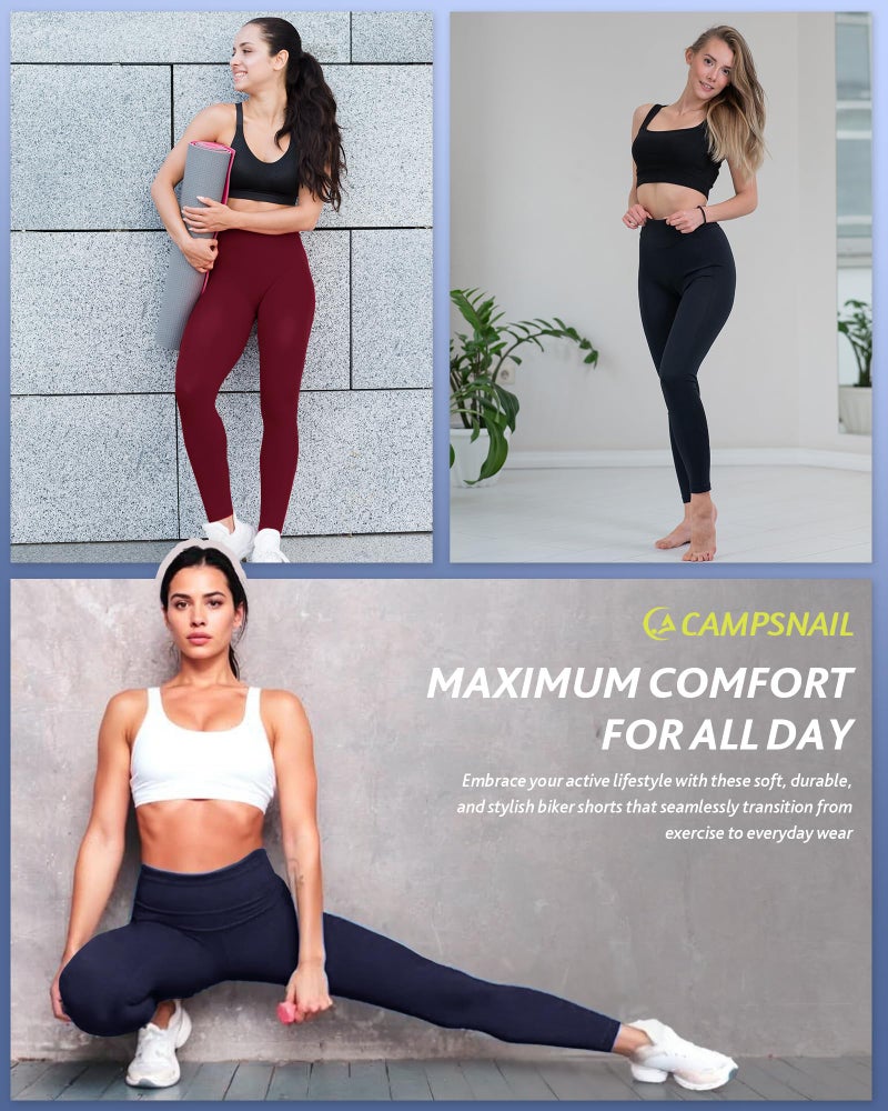 CAMPSNAIL 4 Pack Leggings for Women - High Waisted Tummy Control Yoga Pants for Workout Gym Black Leggings Plus Size Dance - Image 5